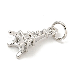 Rack Plating Brass Micro Pave Clear Cubic Zirconia Pendants&nbsp;KK-B093-15P