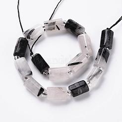 Natural Black Rutilated Quartz Beads Strands&nbsp;X-G-S345-8x11-010