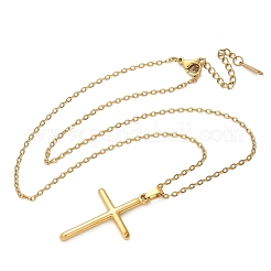 304 Stainless Steel Cross Pendant Cable Chain Necklaces&nbsp;NJEW-S442-05G