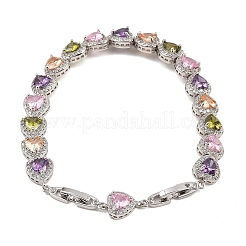 Platinum Tone Brass Micro Pave Cubic Zirconia Tennis Bracelets&nbsp;BJEW-B160-03P-03