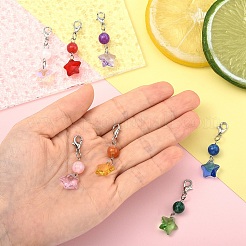 7Pcs 7 Colors Glass Star Round Pendant Decoration&nbsp;HJEW-YW00103