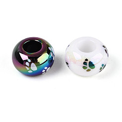 UV Plating Printed Opaque Acrylic European Beads&nbsp;MACR-N018-05