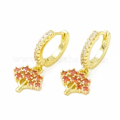 Cubic Zirconia Tree of Life Dangle Hoop Earrings&nbsp;EJEW-H086-03G