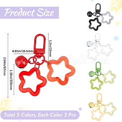 10Pcs 5 Colors Star Acrylic Pendant Decorations&nbsp;HJEW-BBC0001-25