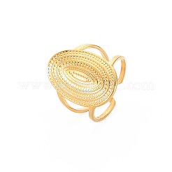 Ion Plating(IP) 304 Stainless Steel Oval Wide Open Cuff Ring for Women&nbsp;X-RJEW-S405-172G
