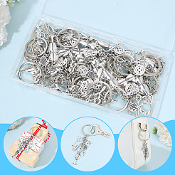 20Pcs Sewing Theme Alloy Measuring Tape & Scissors & Dress Keychains&nbsp;KEYC-SC00041