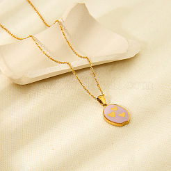304 Stainless Steel Enamel Oval with Triple Heart Pendant Necklaces for Women&nbsp;WG811DD-01