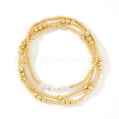 3Pcs Brass Round Beads Stretch Bracelets for Women&nbsp;UW6152