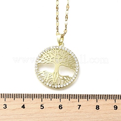 Brass Micro Pave Clear Cubic Zirconia Tree of Life Pendants&nbsp;LS-NJEW-H066-01F-G