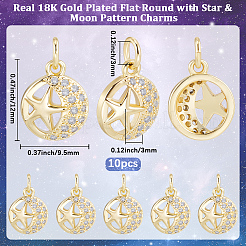 10Pcs Brass Micro Pave Cubic Zirconia Charms&nbsp;KK-BBC0025-36