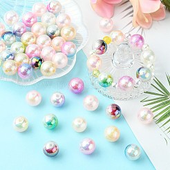 50Pcs UV Plating Opaque Rainbow Iridescent Acrylic Beads&nbsp;SACR-CJ0001-42