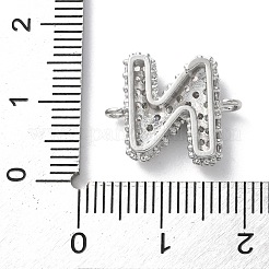 Brass Micro Pave Cubic Zirconia Letter Links&nbsp;KK-I717-04N-P