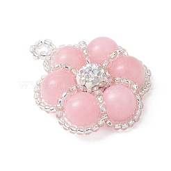 Dyed Natural Mashan Jade Beaded Pendants&nbsp;PALLOY-MZ01188-02
