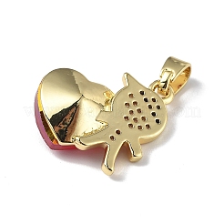 Real 18K Gold Plated Rack Plating Brass Micro Pave Clear Cubic Zirconia Pendants&nbsp;KK-C015-21G-14