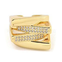 Rectangle Clear Cubic Zirconia Open Cuff Ring&nbsp;RJEW-L121-023G