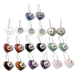 Natural & Synthetic Gemstone & 304 Stainless Steel Hoop Earrings for Women&nbsp;EJEW-G475-02P