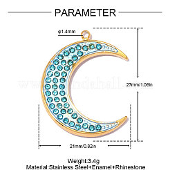 304 Stainless Steel Rhinestone Pendants&nbsp;STAS-OY014-54G