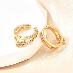 Brass Micro Pave Clear Cubic Zirconia Cuff Earrings&nbsp;EJEW-F370-11G