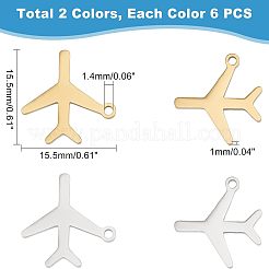 12Pcs 2 Colors 201 Stainless Steel Pendants&nbsp;STAS-UN0035-68