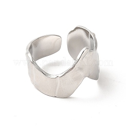 Non-Tarnish 304 Stainless Steel Wave Open Cuff Ring for Women&nbsp;RJEW-E063-17P