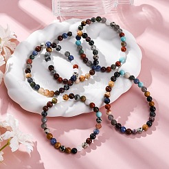 Natural & Synthetic Mixed Gemstone Beaded Stretch Bracelets for Women Men&nbsp;BJEW-F490-01A