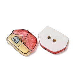 2-Hole Printed Transparent Resin Buttons&nbsp;RE-CBAA3F3-12