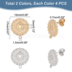 4 Pairs 2 Colors 304 Stainless Steel Stud Earring Findings&nbsp;STAS-UN0038-06
