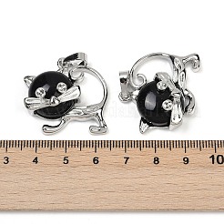 Natural Obsidian Kitten Pendants&nbsp;G-J386-C17-14