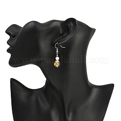Brass Synthetic Citrine Dangle Earrings&nbsp;EJEW-JE06588-03