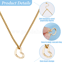 304 Stainless Steel Heart Ring Holder Pendant Necklaces for Women&nbsp;NJEW-HS00016