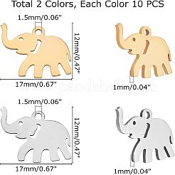 20Pcs 2 Colors 201 Stainless Steel Pendants&nbsp;STAS-UN0029-97