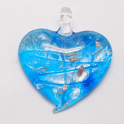 Handmade Silver Foil Lampwork Pendants&nbsp;FOIL-S118-B