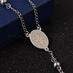 Non-Tarnish Crucifix Cross Stainless Steel Rosary Bead Necklaces&nbsp;NJEW-O096-27