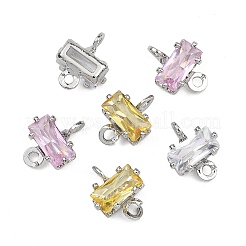 SHEGRACE Brass Pave Cubic Zirconia Rectangle Connector Charms&nbsp;XGRQ2O694-438P