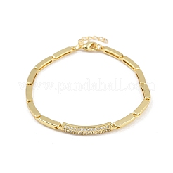 Brass Micro Pave Clear Cubic Zirconia Link Bracelets for Women&nbsp;BJEW-F504-12G
