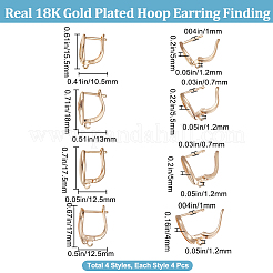 16Pcs 4 Styles Brass Hoop Earring Findings with Latch Back Closure&nbsp;KK-BBC0008-19