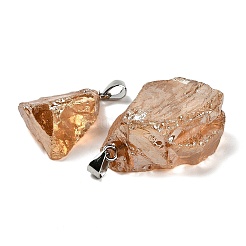 Electroplated Raw Natural Quartz Crystal Pendants&nbsp;G-Q481-20P-01