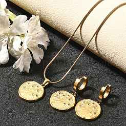 304 Stainless Steel Rhinestone Pendant Necklaces & Hoop Earring Set for Women&nbsp;SJEW-C007-04B-G