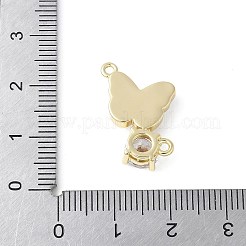 Brass Micro Pave Cubic Zirconia and Glass Connector Charms&nbsp;KK-F892-48G-01