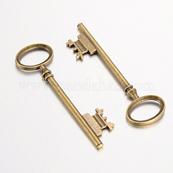 Tibetan Style Alloy Skeleton Key Large Pendants&nbsp;TIBEP-S105-AB-NR