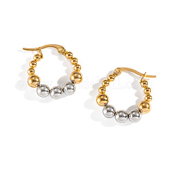Stainless Steel Two Tone Round Hoop Earrings&nbsp;FN9232