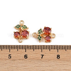 Brass Pave Orange Cubic Zirconia Fruit Connector Charms&nbsp;KK-C115-02A-G