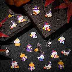 40Pcs 10 Styles Halloween Theme Alloy Enamel Pendants&nbsp;ENAM-CJ0004-77