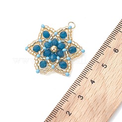 Glass Seed Beaded & Dyed Natural Malaysia Jade Pendants&nbsp;PALLOY-MZ01291-02