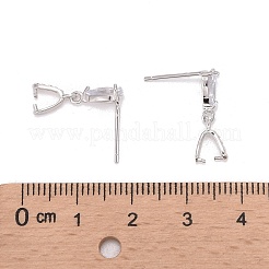 Anti-Tarnish Rhodium Plated 925 Sterling Silver Dangle Stud Earing Settings&nbsp;STER-K038-008P
