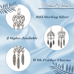 2Pcs 2 Styles 925 Sterling Silver Pendants&nbsp;STER-HS0001-07