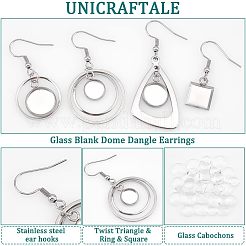 12 Pairs 4 Style Glass Blank Dome Dangle Earrings&nbsp;EJEW-UN0002-21