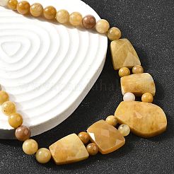 Natural Topaz Jade Faceted Bib Graduated Beaded Necklaces for Women&nbsp;NJEW-B128-01G