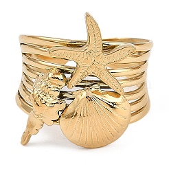 304 Stainless Steel Open Cuff Rings for Women&nbsp;RJEW-A049-05G