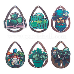 6Pcs 6 Styles Printed Acrylic Pendants&nbsp;OACR-TA0005-06